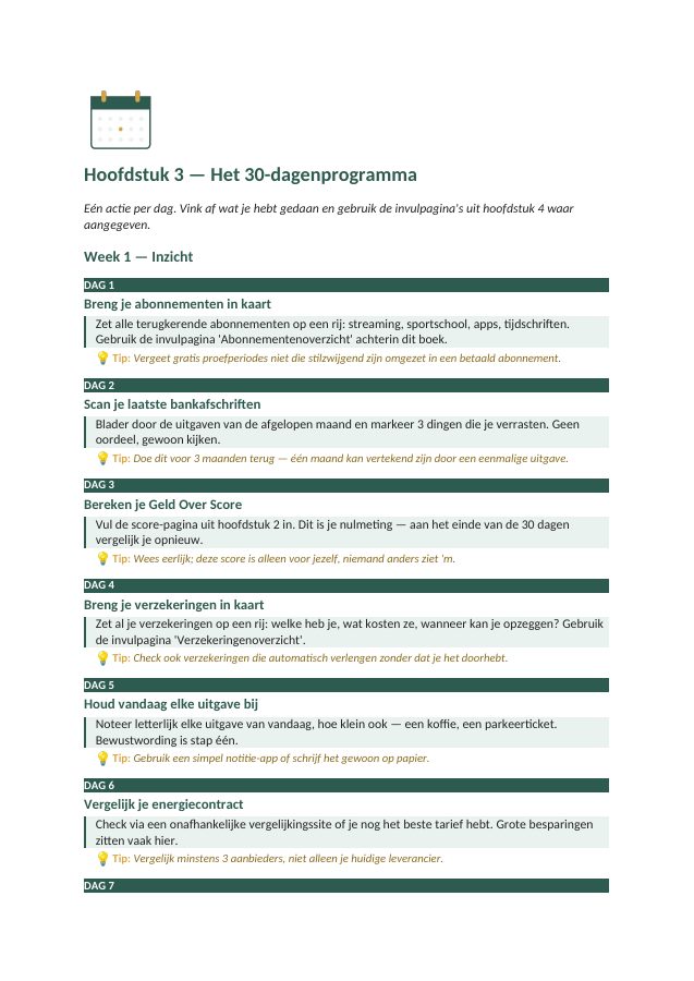 Voorbeeldpagina uit het e-book: Het 30-dagenprogramma
